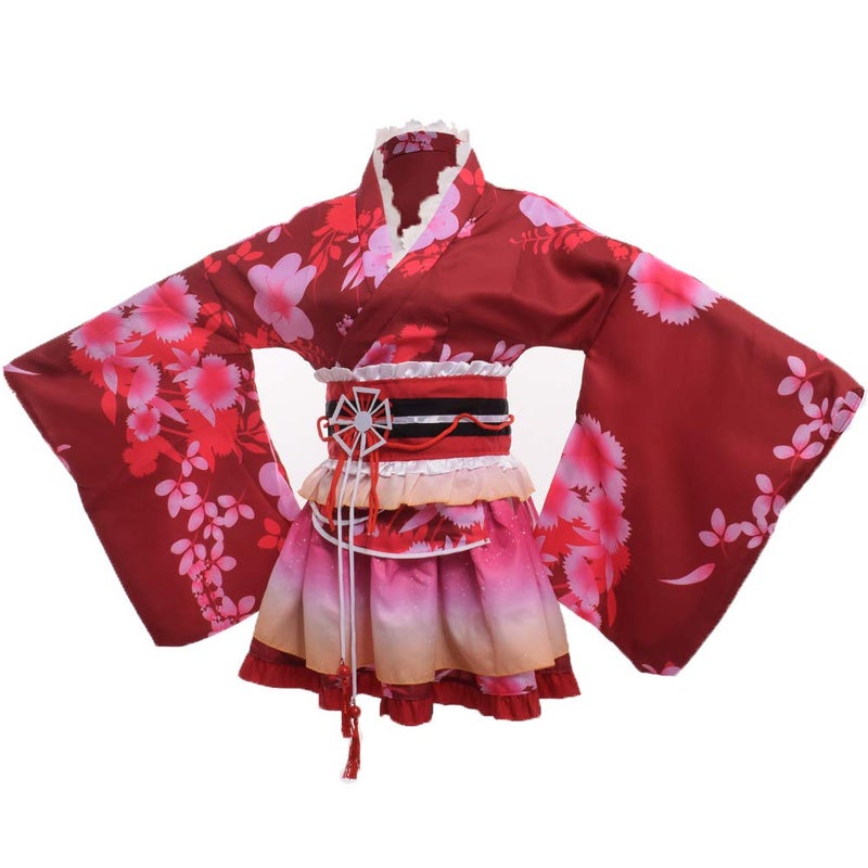 GRACEART Japanese Yukata Kimono Costume Anime Cosplay Robe (red,S) - Image 1